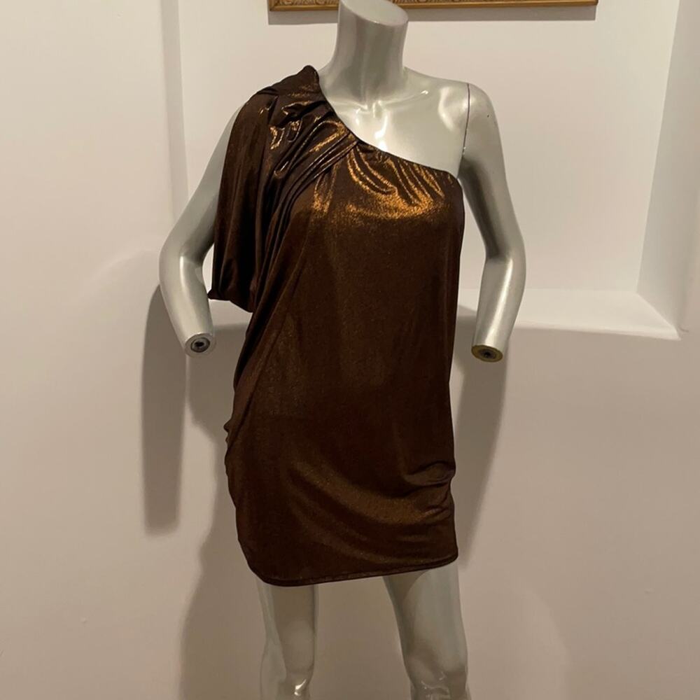 Aidan Mattox oOne Batwing Sleeve Copper Mini Dress Size 2